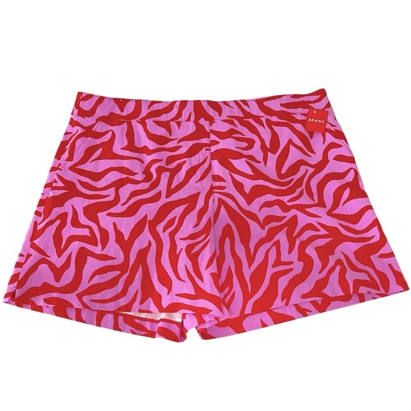 Spanx 3X Polished On The Go 6" Short in True Red Zebra Stripe Animal Print NWT - Picture 1 of 16